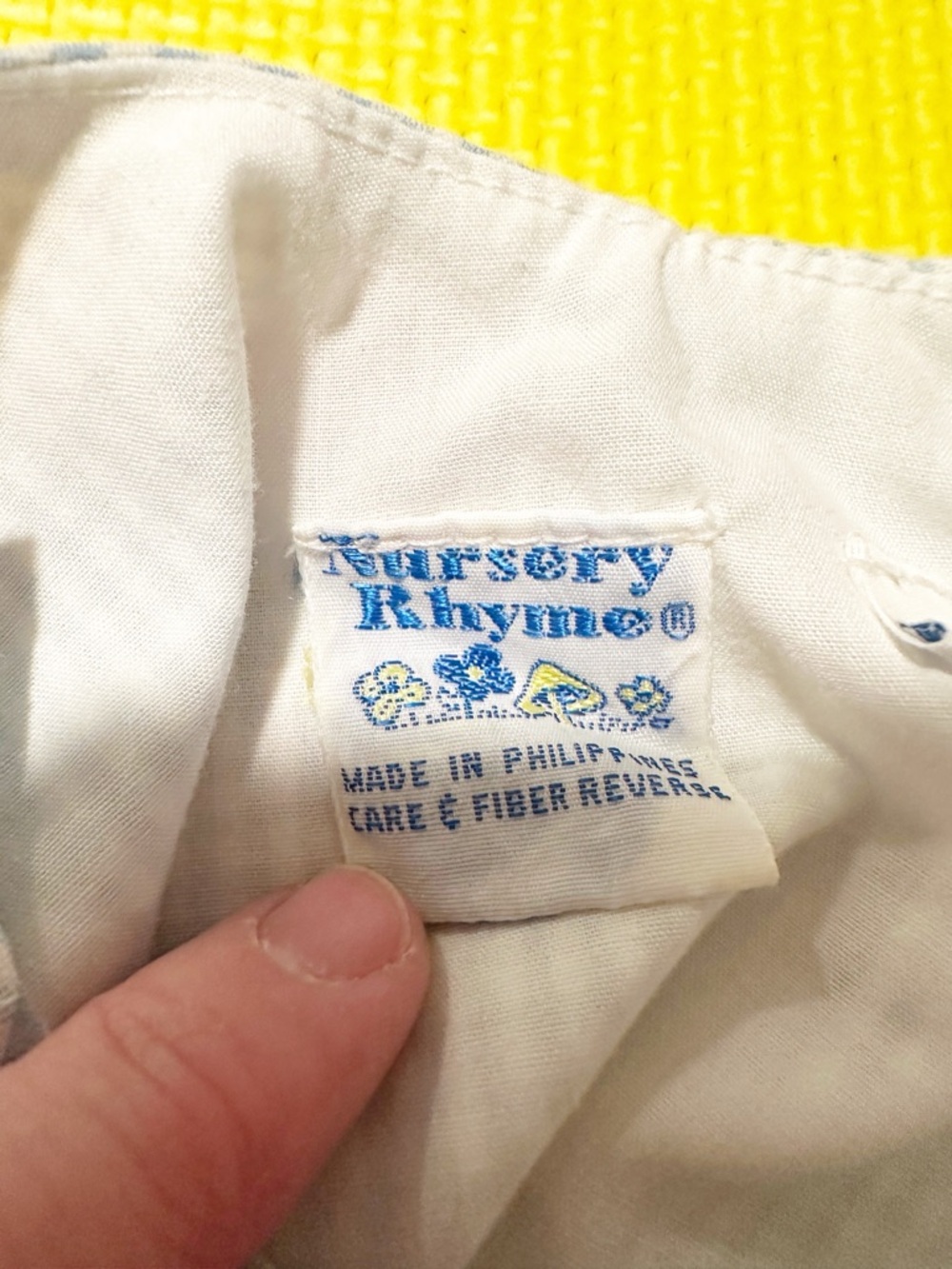 Vintage Nursery Rhyme Blue Gingham Train Embroidered Romper - Size 3/6M - Picture 3 of 7